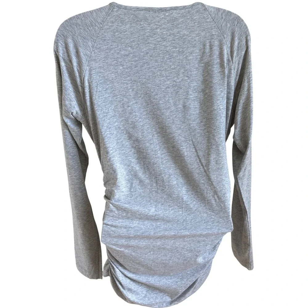 Quiet‎ Luxury Romantic Academia Ruched Wrap Long Sleeve Top Gray Sundance Small - Picture 4 of 5